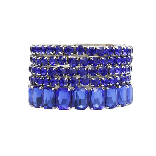 Royal Blue Stretch Bracelet Set: Elegant Arm Candy Fashion Accessory Jewelry Bubble