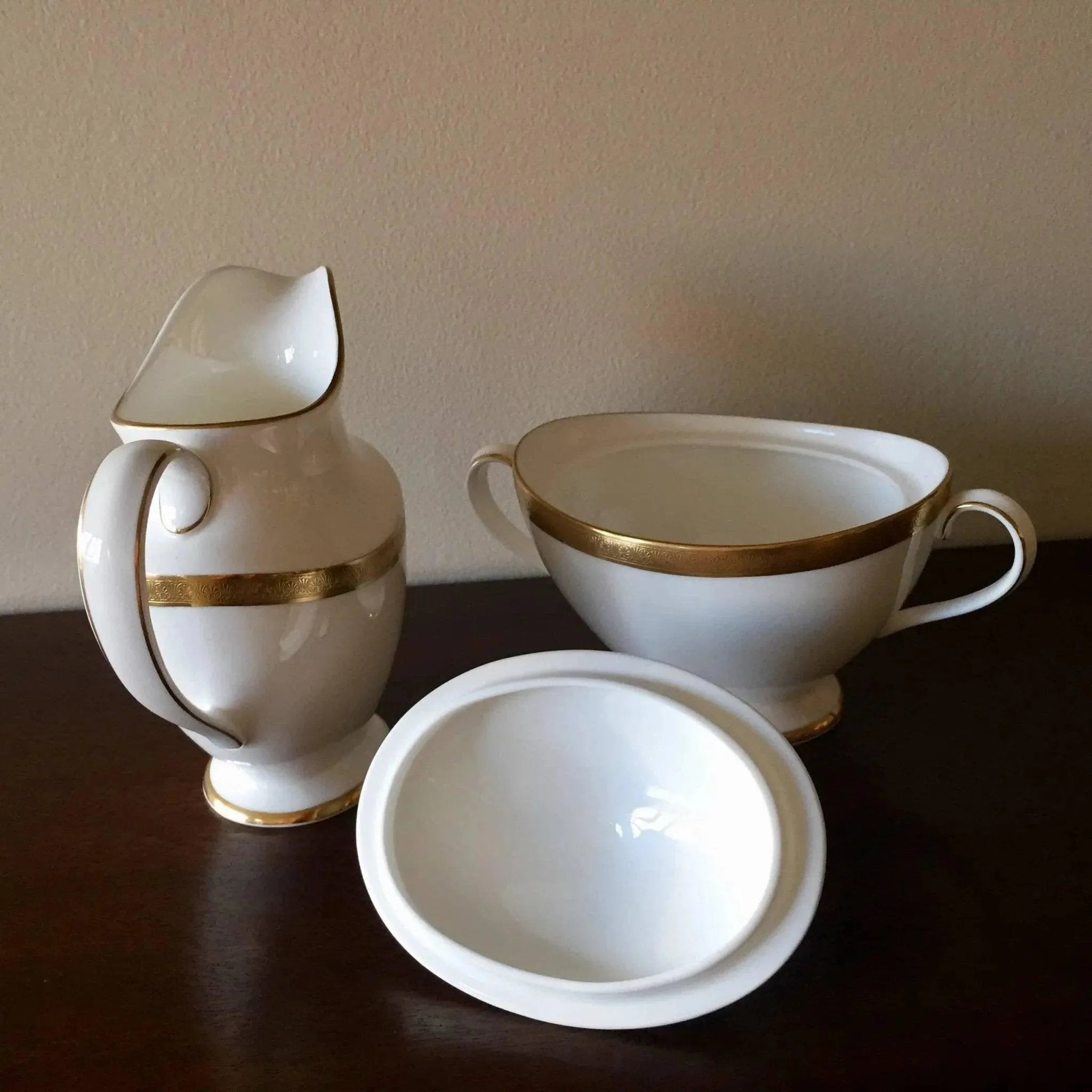 Royal Gold by Royal Doulton Creamer and Covered Sugar Set