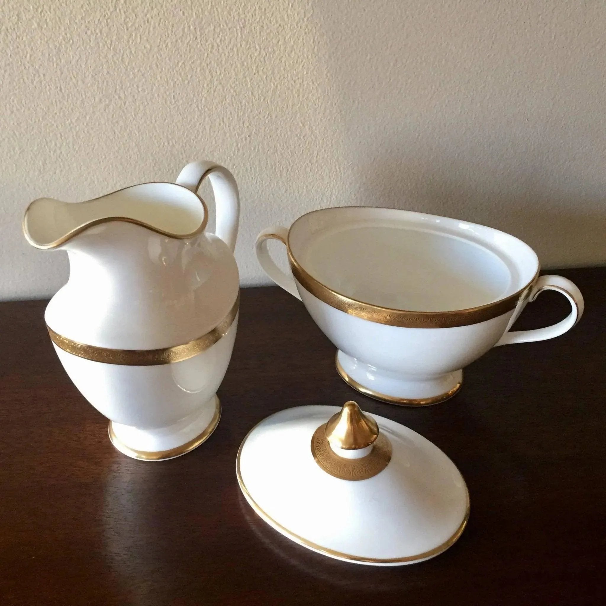 Royal Gold by Royal Doulton Creamer and Covered Sugar Set