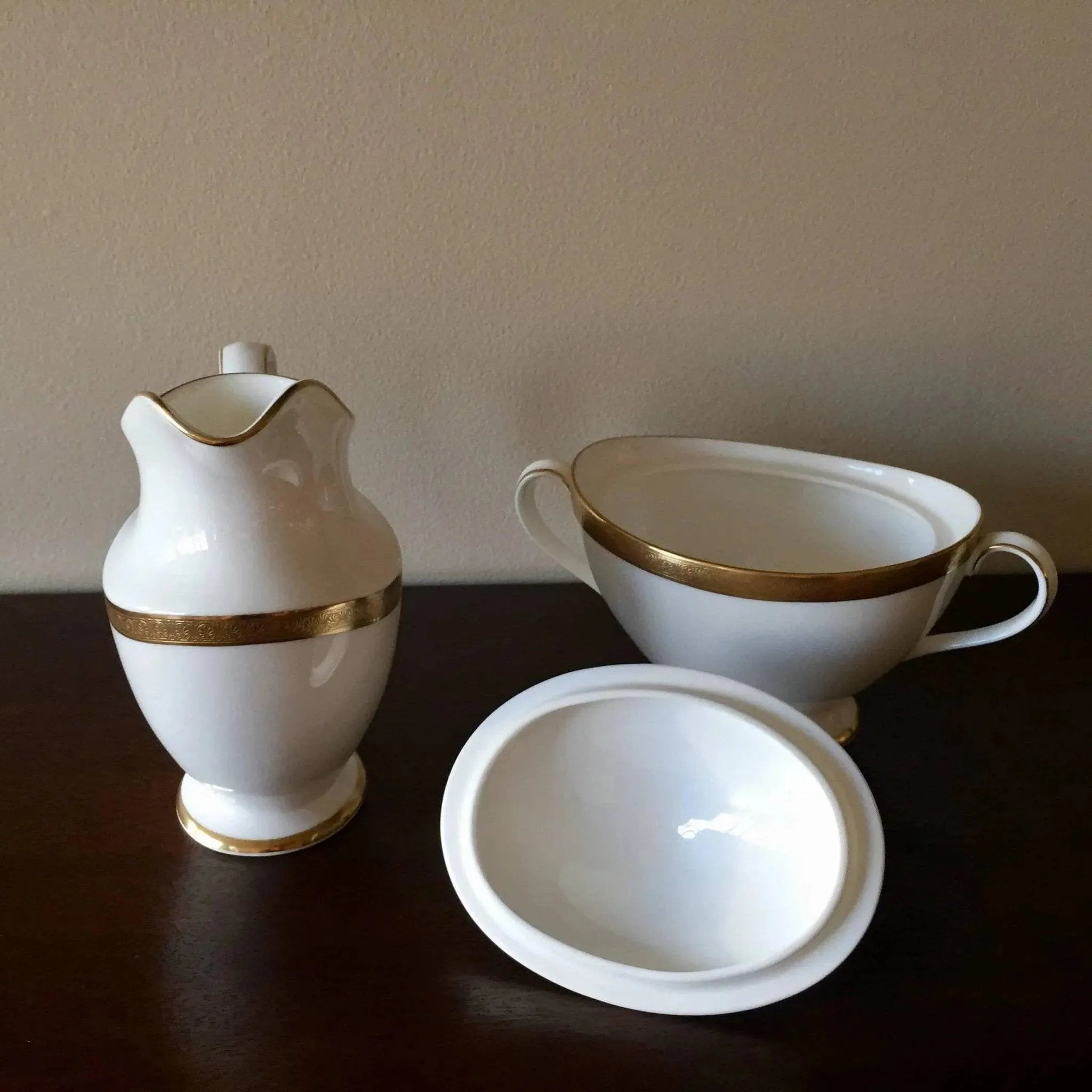 Royal Gold by Royal Doulton Creamer and Covered Sugar Set