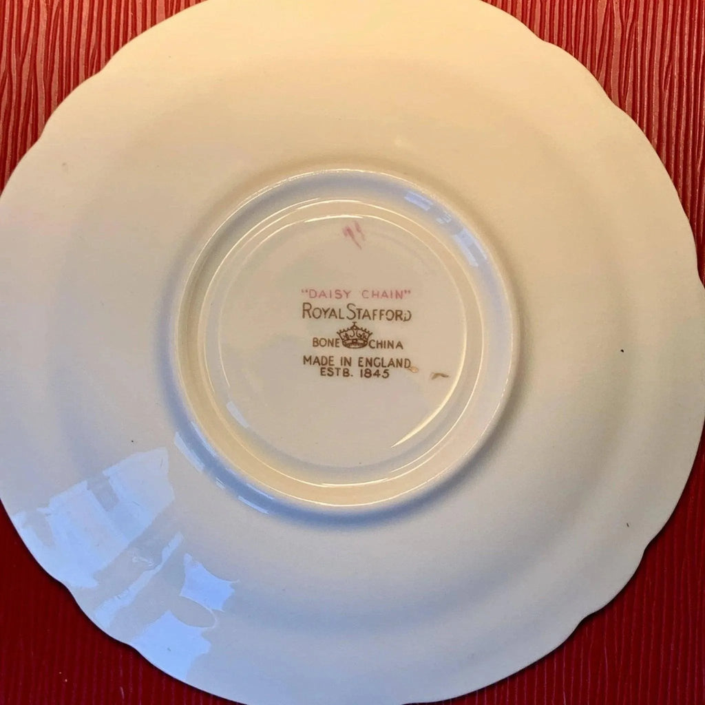 Royal Stafford Bone China in the “Daisy Chain” Pattern Vintage Teacup Saucer Set