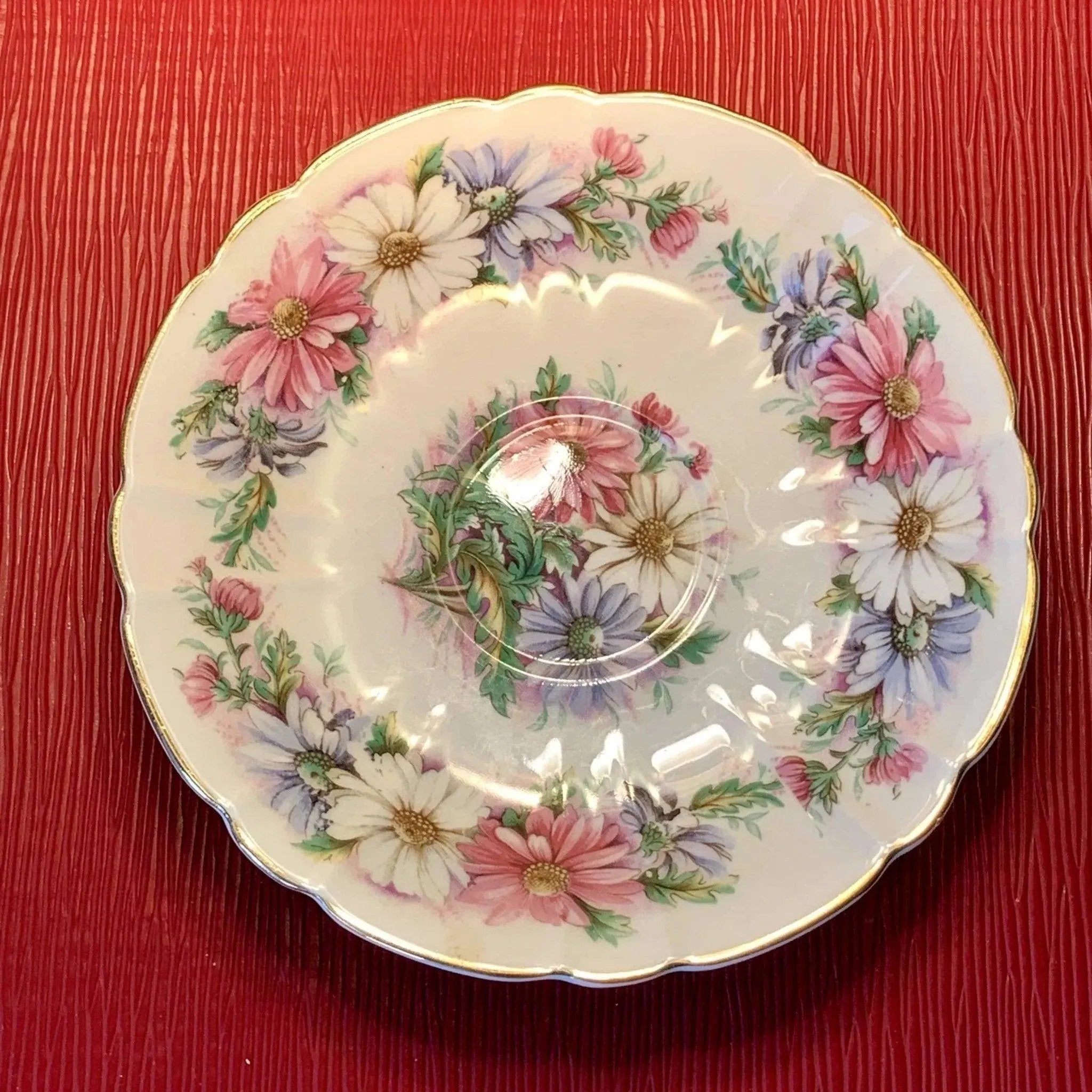 Royal Stafford Bone China in the “Daisy Chain” Pattern Vintage Teacup Saucer Set