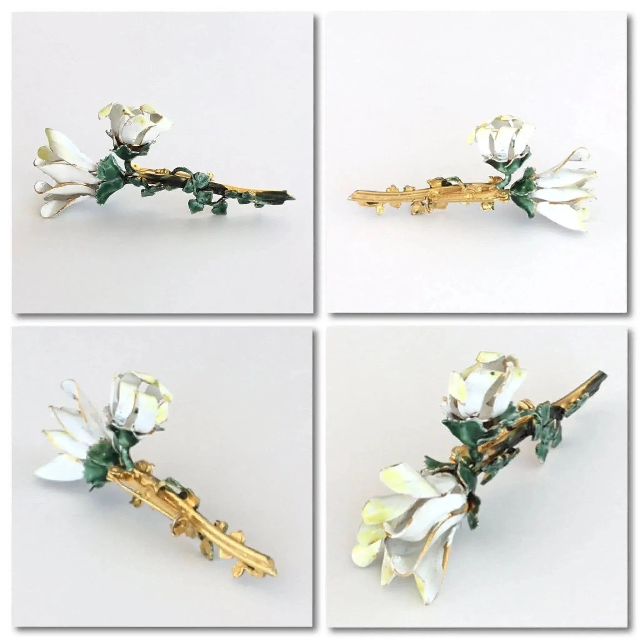 Sandor enamel blooming floral vintage brooch