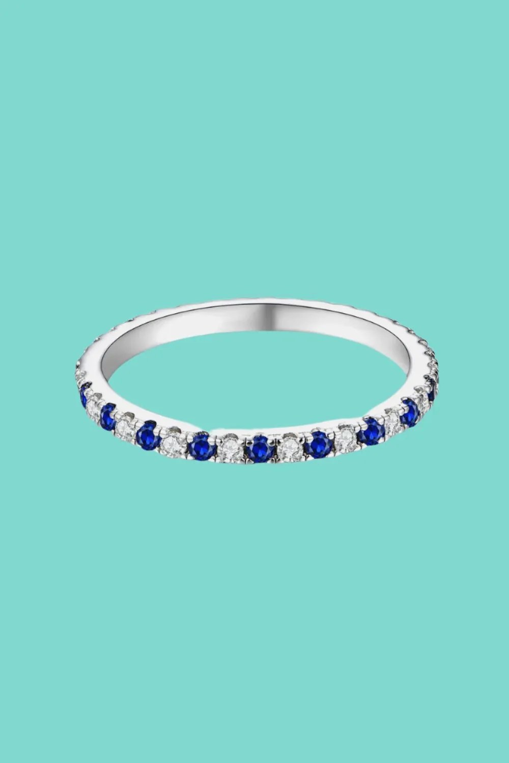 Sapphire Moissanite Eternity Band Ring