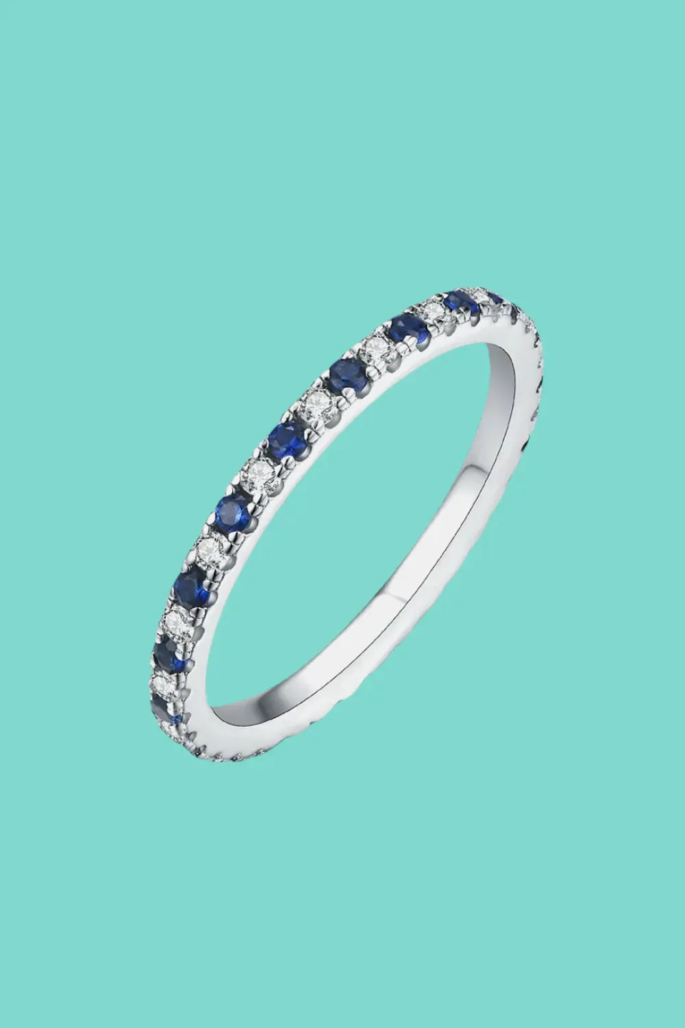 Sapphire Moissanite Eternity Band Ring