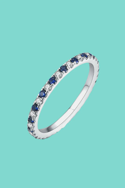 Sapphire Moissanite Eternity Band Ring Jewelry Bubble