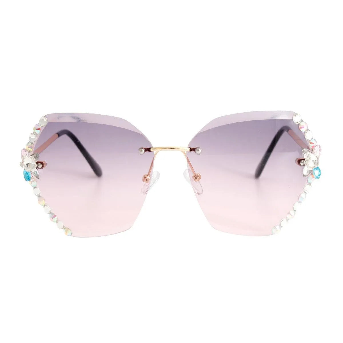 Sassy Rimless Rhinestone Purple Sunglasses for Women – Upgrade Your Style Jewelry Bubble