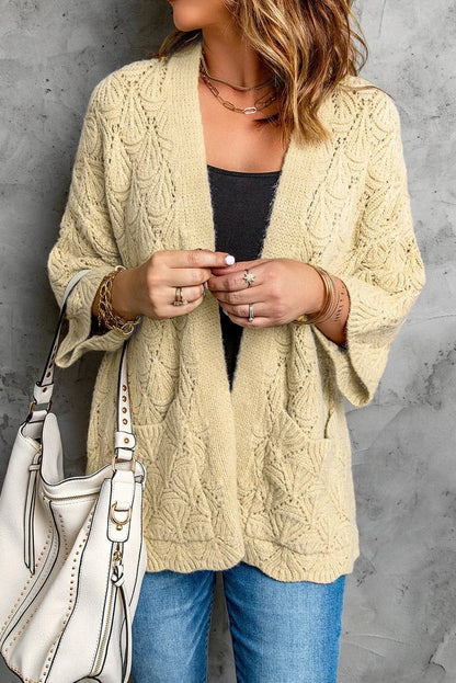 Scalloped Hem Open Front Cardigan Jewelry Bubble