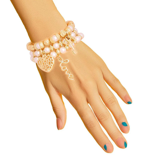 Serene Palette Charms & Beaded Bracelet Set - Stylish & Affordable Jewelry Bubble