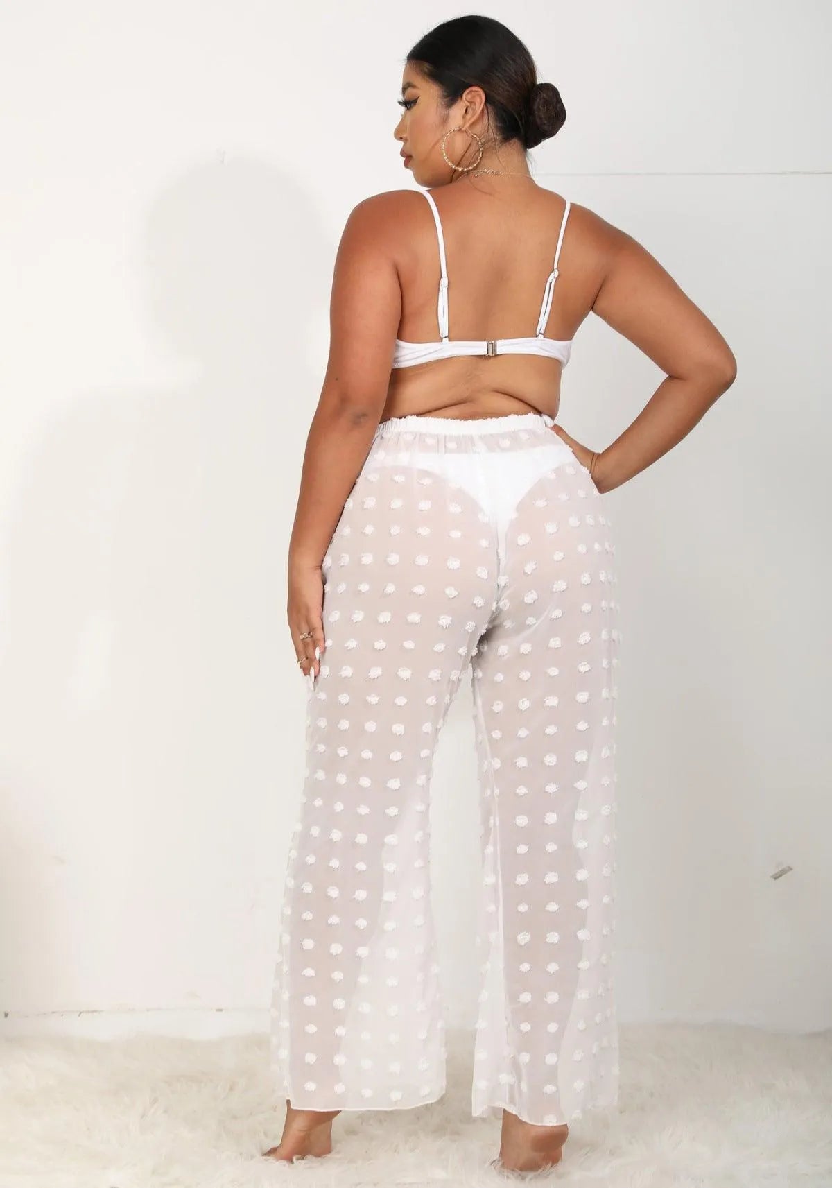 Sheer Polka Dot Wide Pants Jewelry Bubble