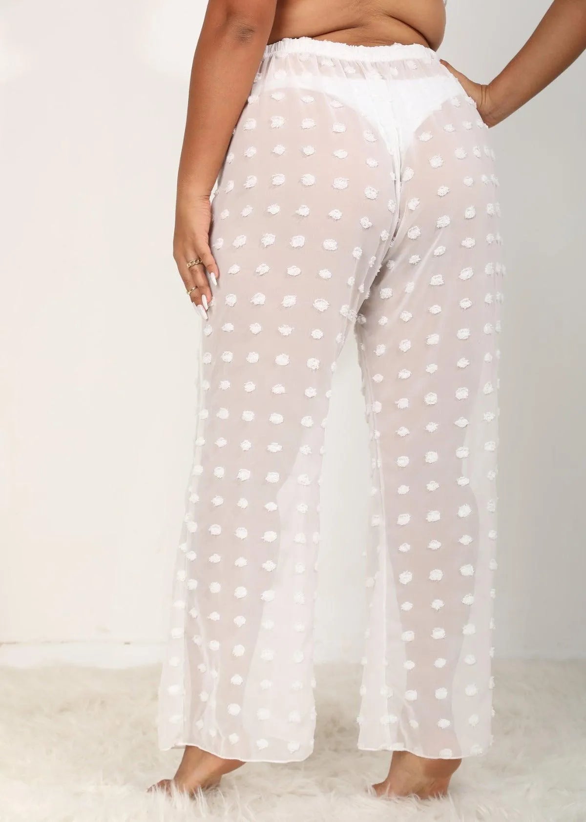 Sheer Polka Dot Wide Pants Jewelry Bubble