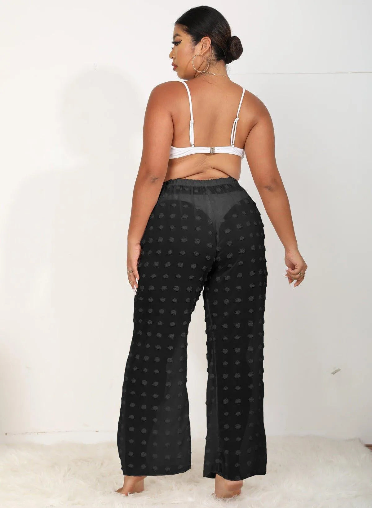 Sheer Polka Dot Wide Pants Jewelry Bubble