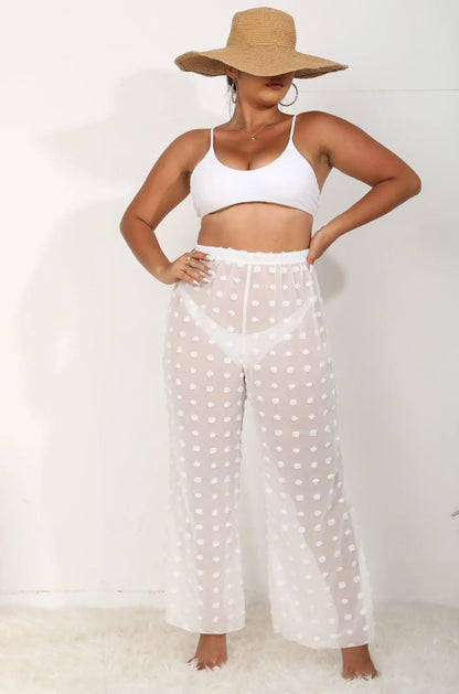 Sheer Polka Dot Wide Pants Jewelry Bubble