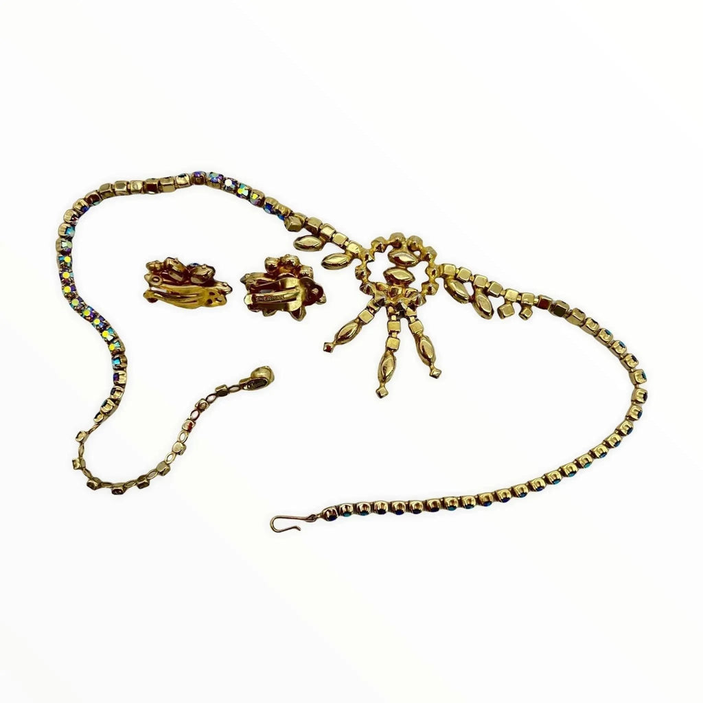 Sherman Aurora Borealis Bridal Necklace, Earrings