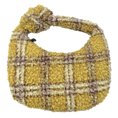 Sherpa Handbag Yellow Plaid Print Jewelry Bubble