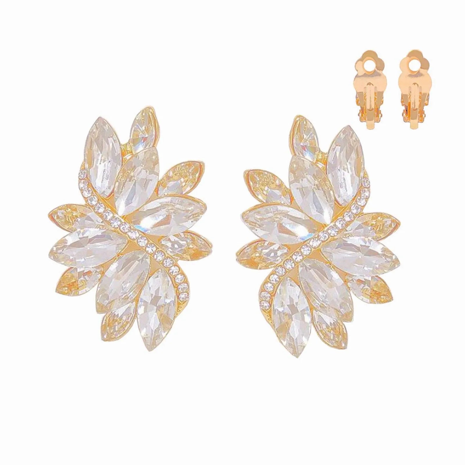 Shimmering Clear/Gold Marquise Earrings: Radiant Beauty Jewelry Bubble