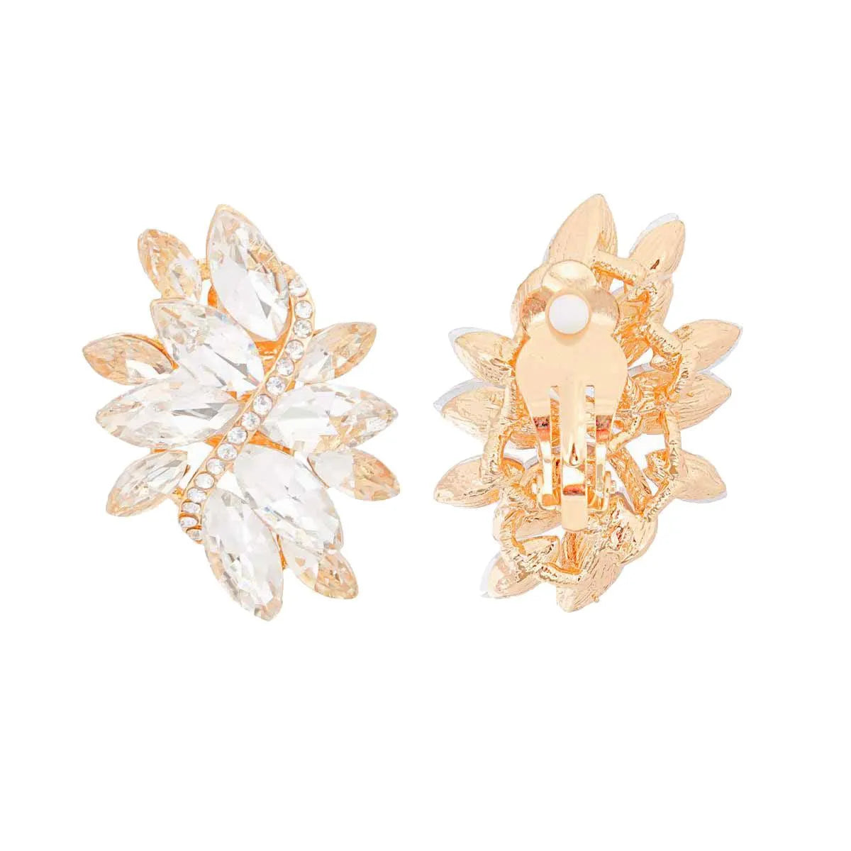 Shimmering Clear/Gold Marquise Earrings: Radiant Beauty Jewelry Bubble