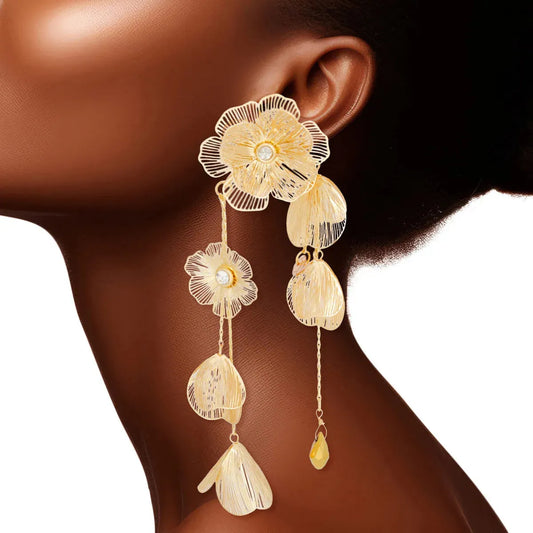 Shine Bright: Golden Metallic Floral Earrings To Turn Heads Pinktown