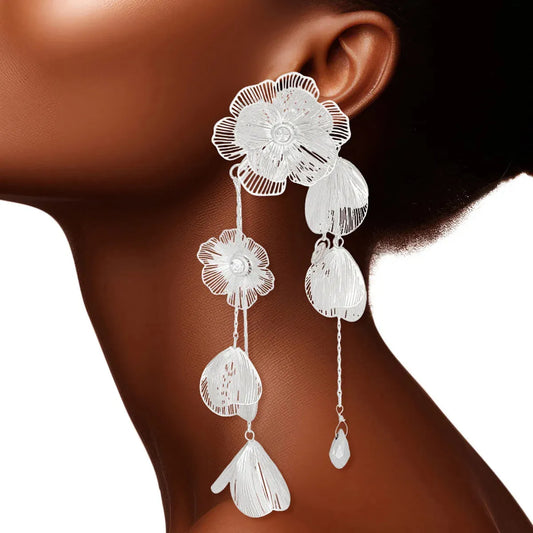 Shine Bright: Silver Metallic Floral Earrings To Turn Heads Pinktown