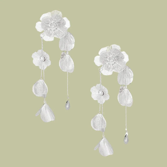 Shine Bright: Silver Metallic Floral Earrings To Turn Heads Pinktown