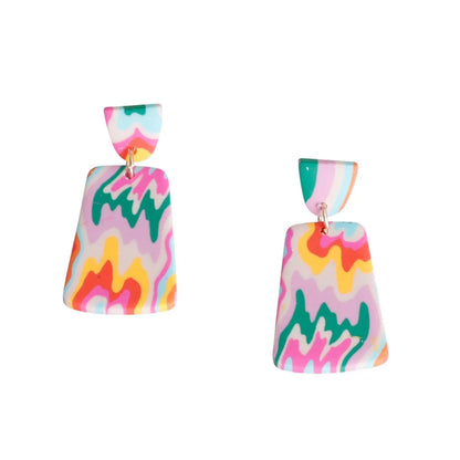 Shop Multicolor Wave Trapezoid Earrings - Trendy and Affordable | Free Shipping Jewelry Bubble