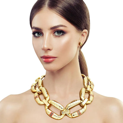 Shop Top Gold Textured Open Link Necklaces: Affordable & Stylish Jewelry Bubble