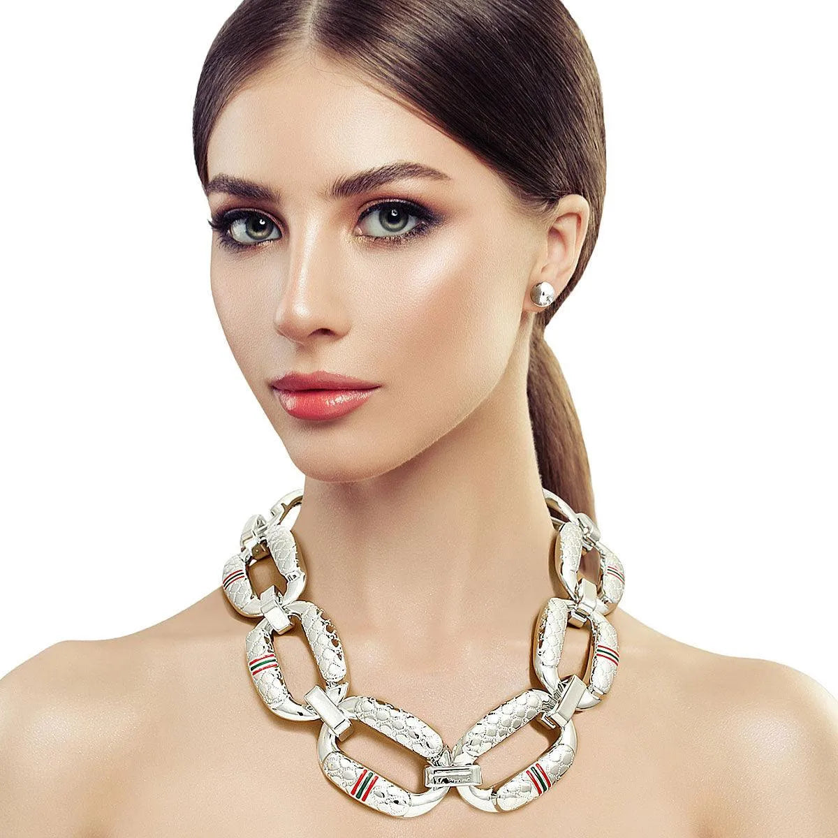 Shop Top Silver Textured Open Link Necklaces: Affordable & Stylish Jewelry Bubble