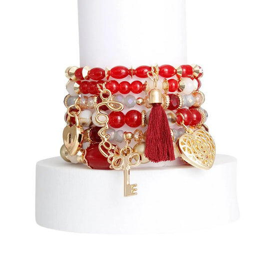 Shop the Best Burgundy-Red Bead Charm Bracelets Now Jewelry Bubble