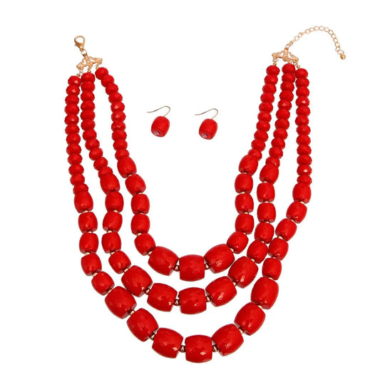 Shop the Best Red Bead Necklace Set for Any Occasion Jewelry Bubble