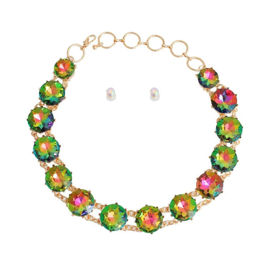 Shop the Perfect Pink-Green Necklace & Earring Set Today! Jewelry Bubble