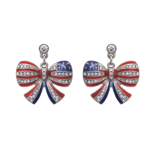 Show Your Love for Country with Patriotic Bow Earrings Jewelry Bubble