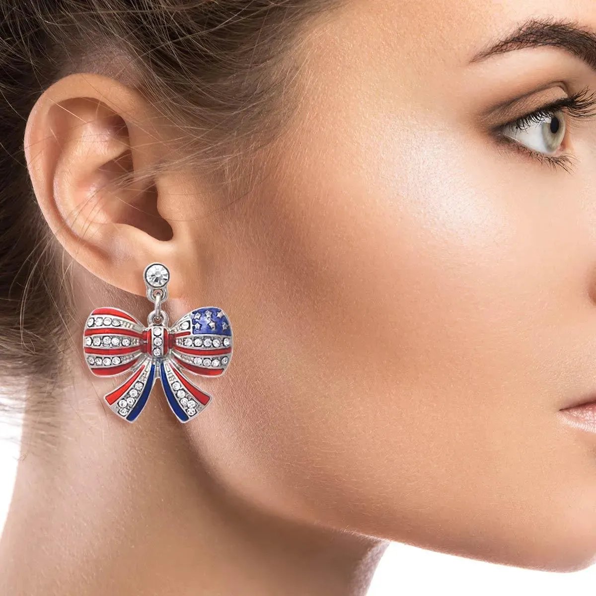 Show Your Love for Country with Patriotic Bow Earrings