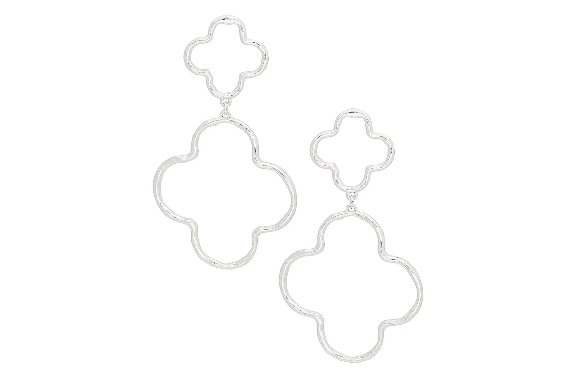 Silver Open Clover Dangle Earrings for Every Occasion - Fashion Jewelry Jewelry Bubble