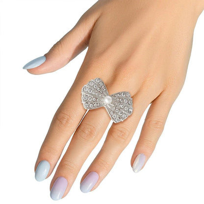 Silver Ring Bow Rhinestones: Must-Have for Fashionistas - Elevate Any Look Jewelry Bubble