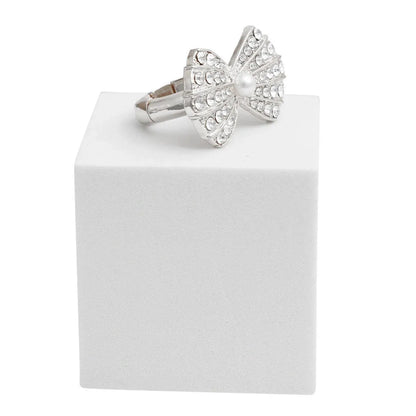 Silver Ring Bow Rhinestones: Must-Have for Fashionistas - Elevate Any Look Jewelry Bubble