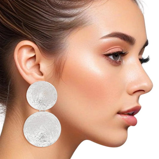 Silver Round Drop Earrings: Stylish Elegance - Fashion Jewelry Pinktown