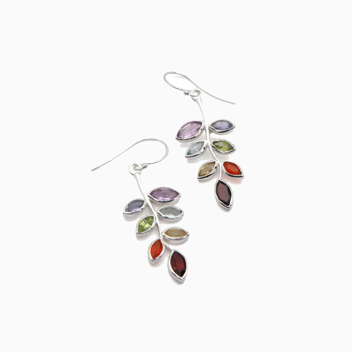 Silver Tone Chakra Leaf Earrings Jewelry Bubble