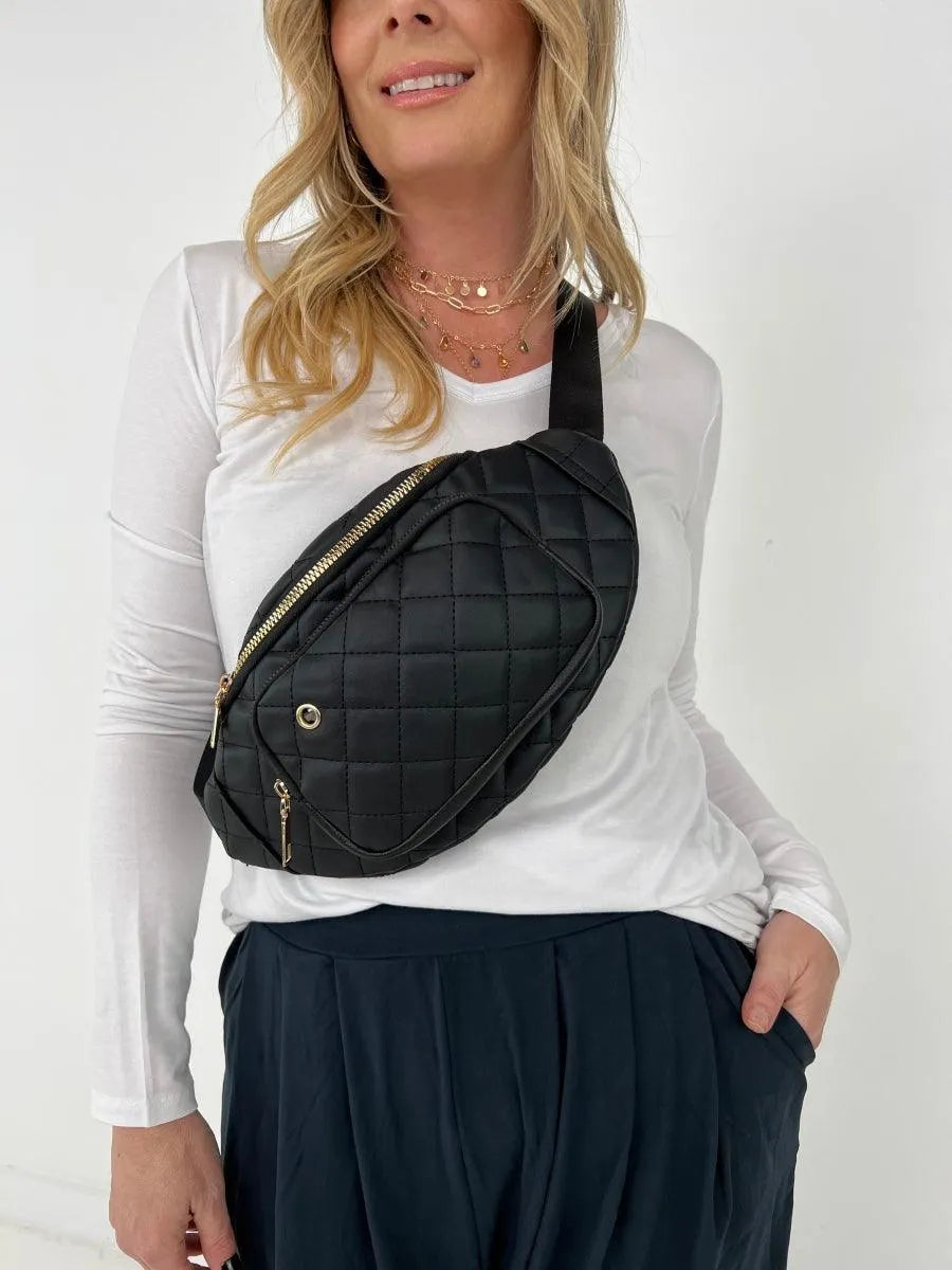 Simple Rhombus Pattern Crossbody Waist Bag Kiwidrop