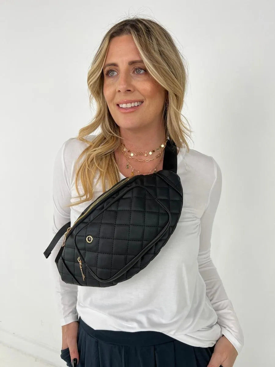 Simple Rhombus Pattern Crossbody Waist Bag Kiwidrop