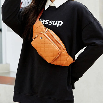 Simple Rhombus Pattern Crossbody Waist Bag Kiwidrop