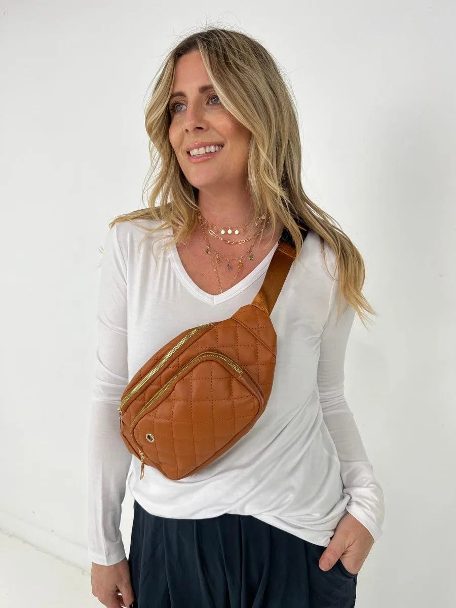 Simple Rhombus Pattern Crossbody Waist Bag Kiwidrop
