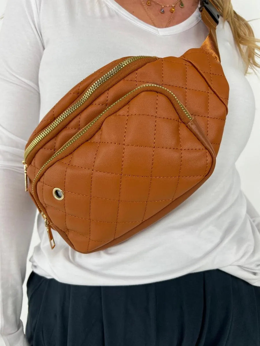 Simple Rhombus Pattern Crossbody Waist Bag Kiwidrop