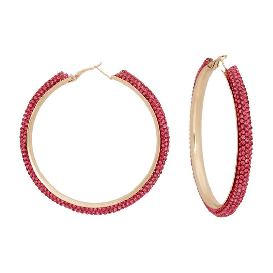 Sizzling Hot Pink Rhinestone Hoops: Ignite Your Fashionista Flair! Pinktown