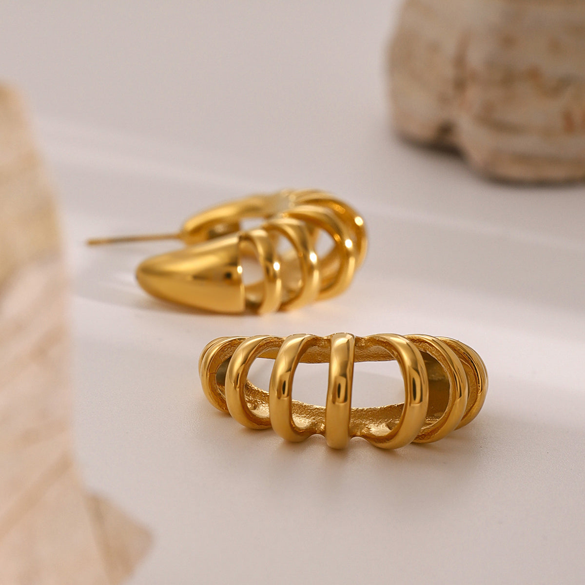 Small Ridge Hoop Earrings Standout Addition Jewelry Bubble