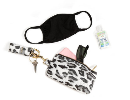 Snow Leopard Vegan Leather 2-Piece Wristlet Set Jewelry Bubble