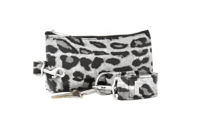 Snow Leopard Vegan Leather 2-Piece Wristlet Set Jewelry Bubble