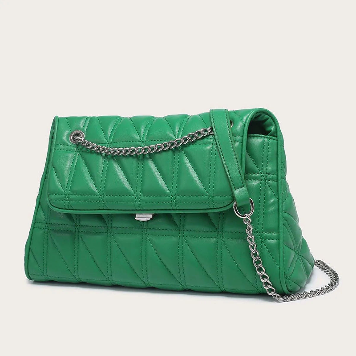 Solid Color Quilted Chain Strap Shoulder Bag Jewelry Bubble