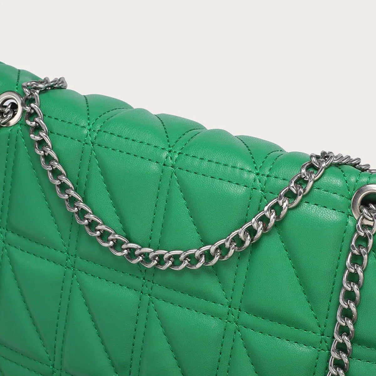 Solid Color Quilted Chain Strap Shoulder Bag Jewelry Bubble