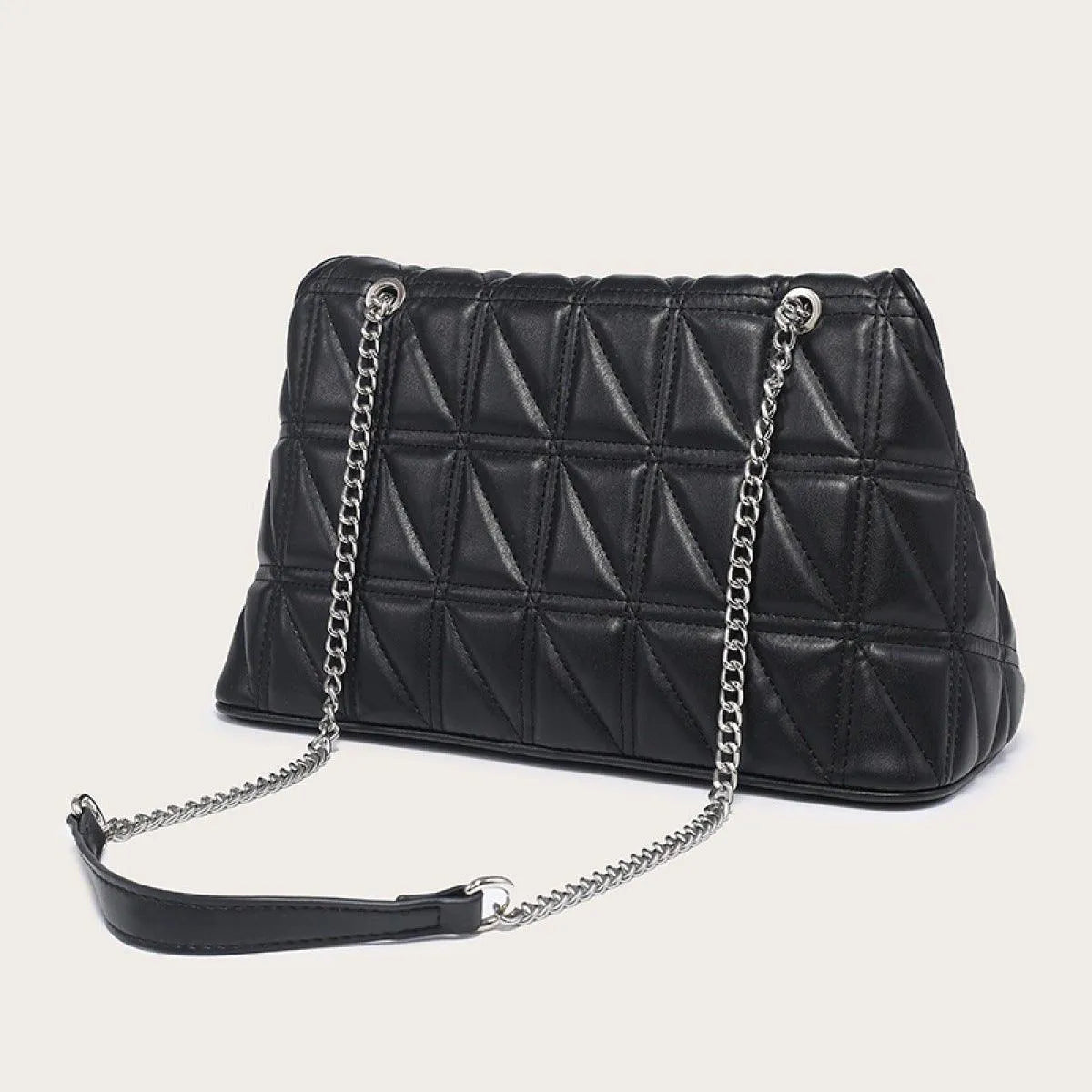 Solid Color Quilted Chain Strap Shoulder Bag Jewelry Bubble