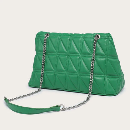 Solid Color Quilted Chain Strap Shoulder Bag Jewelry Bubble